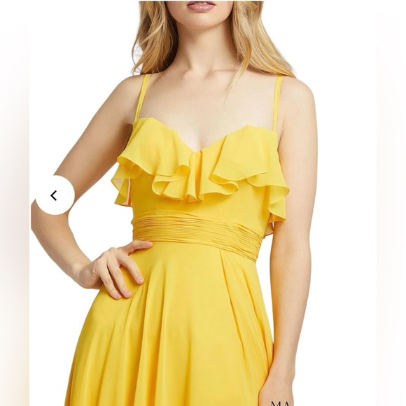 NWT Mac Duggal Spaghetti Strap Sunshine Yellow Ruffle Dress 4 - Picture 10 of 10